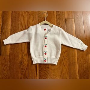 EUC Florence Eiseman White Apple Button Sweater